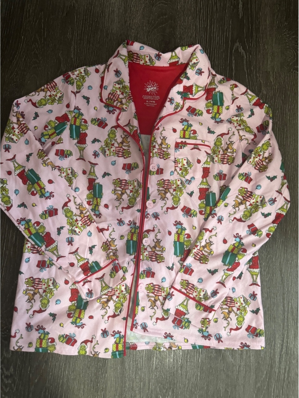 Komar Kids The Grinch Pink Holiday Pajama Set Girls Size XL